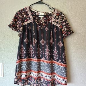 Knox Rose Bohemian Black and Red Women's Top